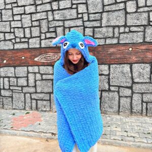 Stitch kapüşonlu battaniye